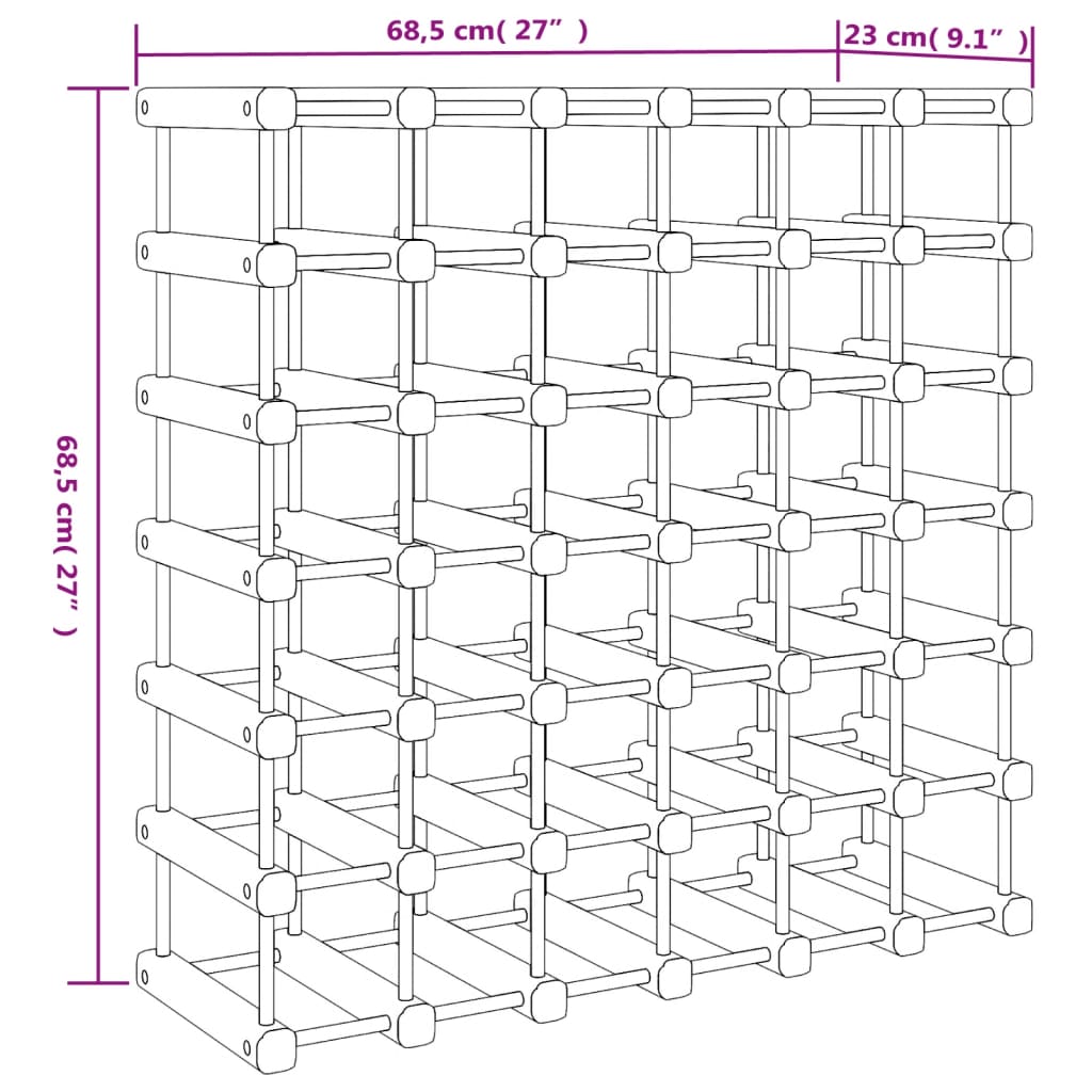 Casier à vin pour 42 bouteilles 68,5x23x68,5 cm pin massif - XIOS