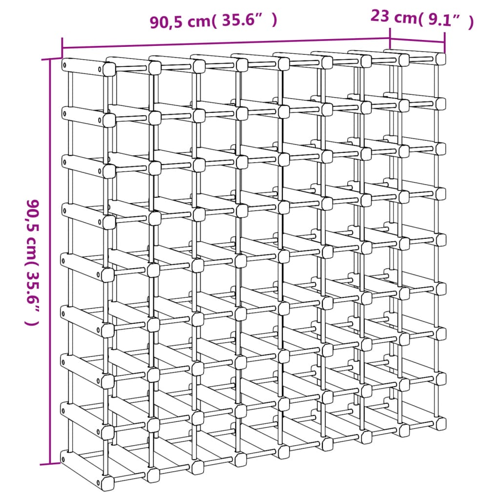 Casier à vin pour 72 bouteilles 90,5x23x90,5 cm pin massif - XIOS