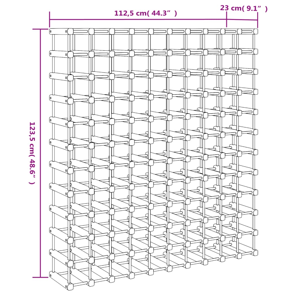 Casier à vin pour 120 bouteilles 112,5x23x123,5 cm pin massif - XIOS