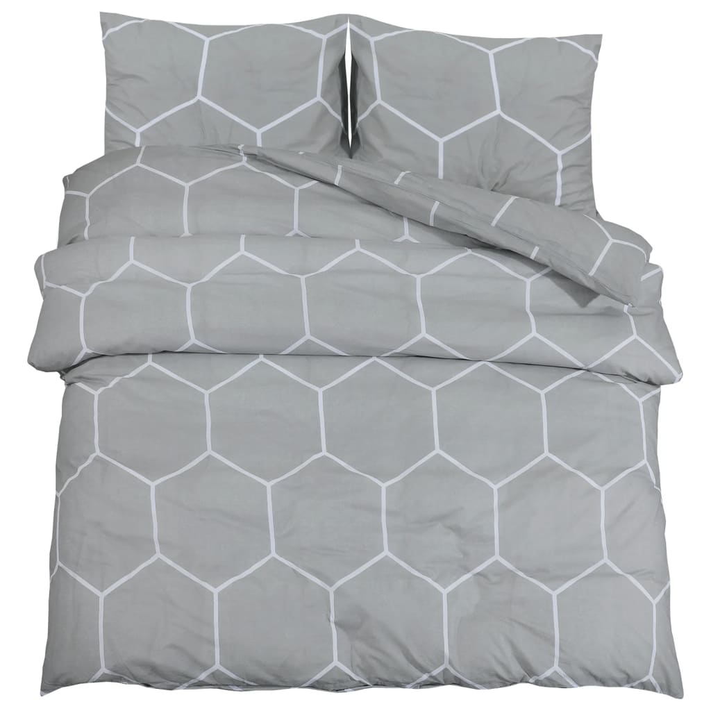 Ensemble de housse de couette Gris 240x220 cm Coton Housses de couette vidaXL