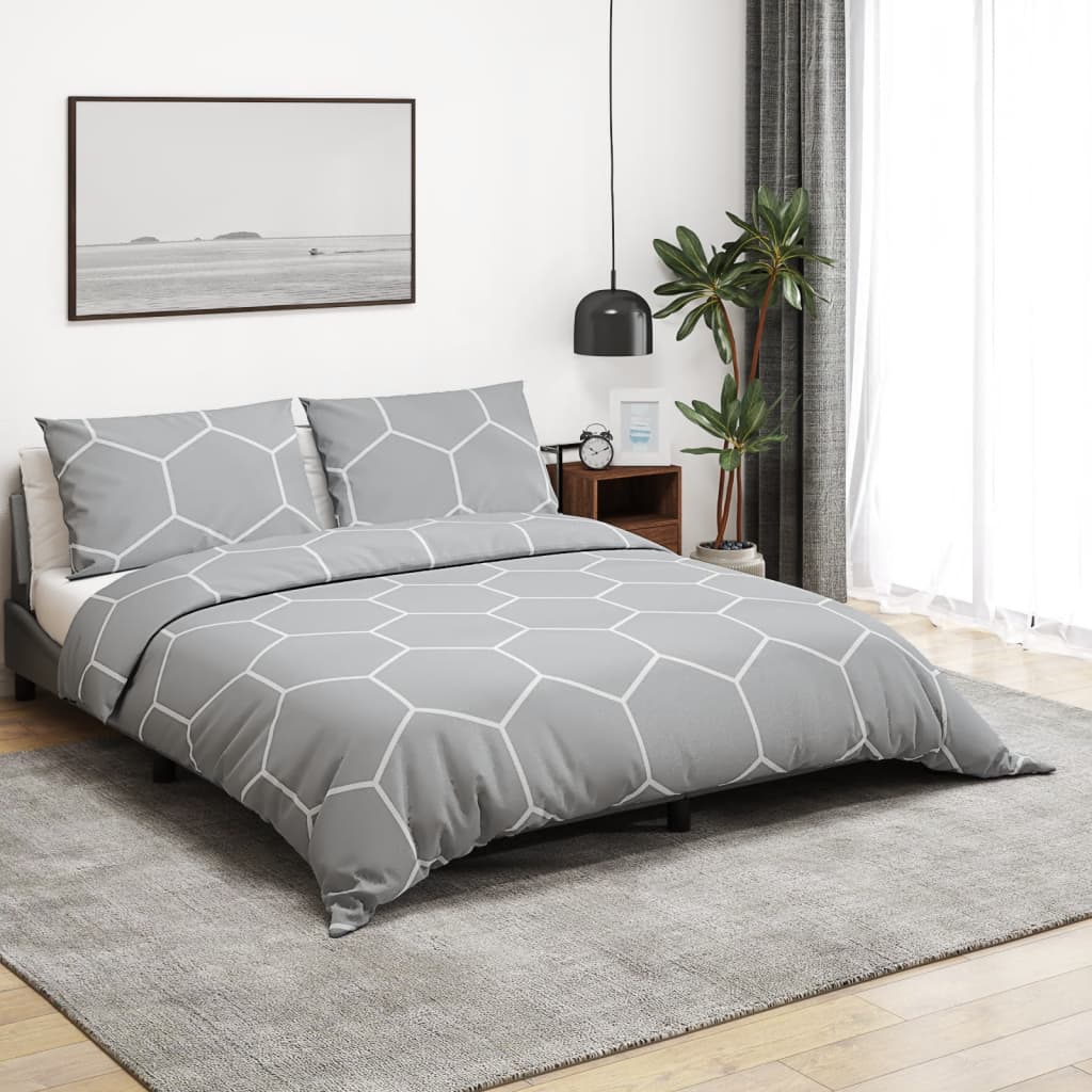 Ensemble de housse de couette Gris 240x220 cm Coton Housses de couette vidaXL