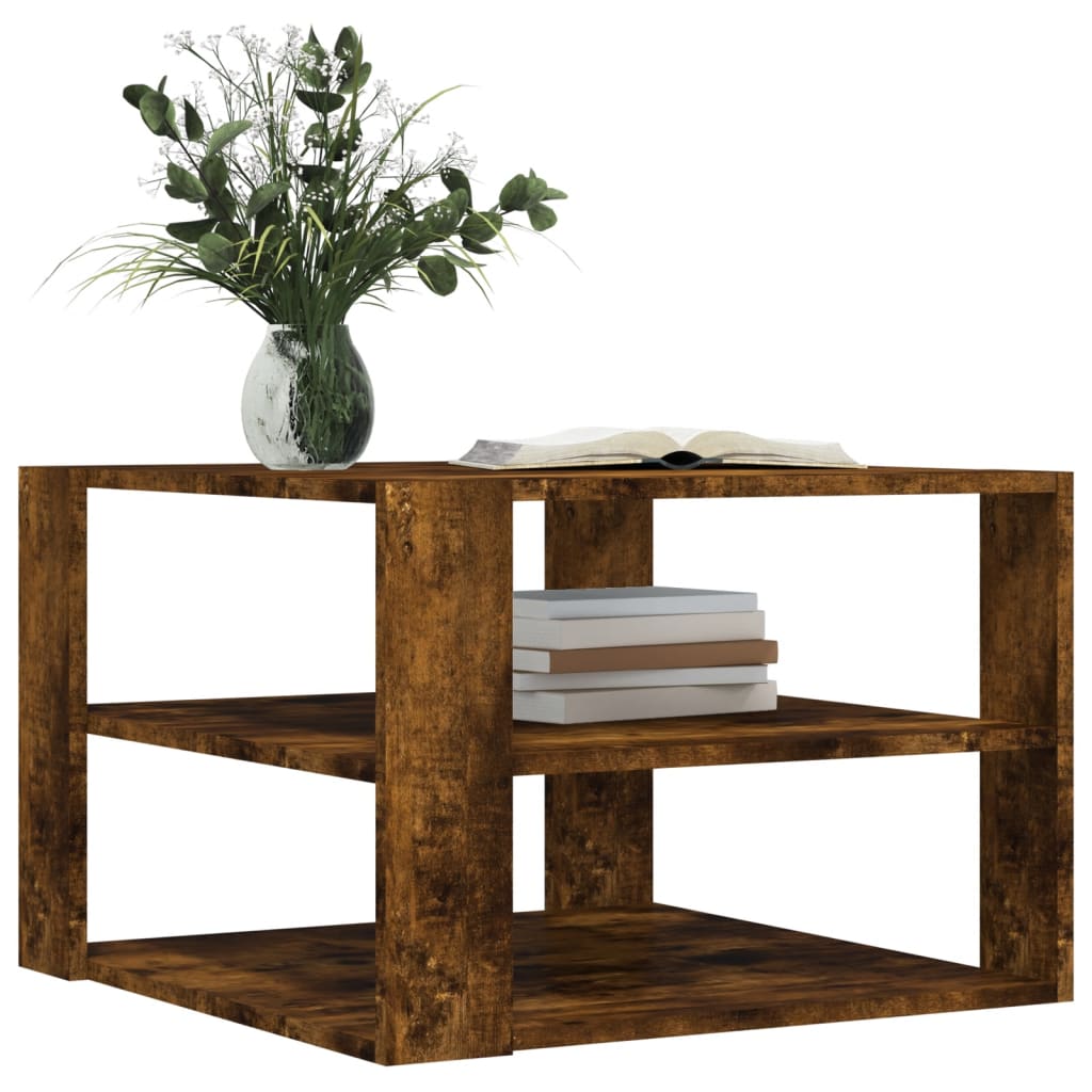 Table basse chêne fumé 59,5x59,5x40 cm bois d'ingénierie - XIOS