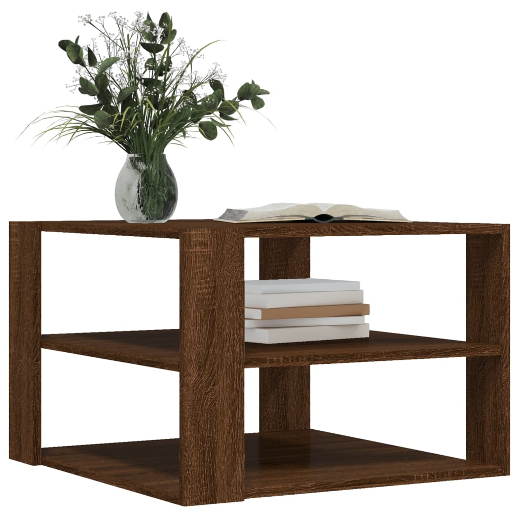 Table basse chêne marron 59,5x59,5x40 cm bois d'ingénierie - XIOS