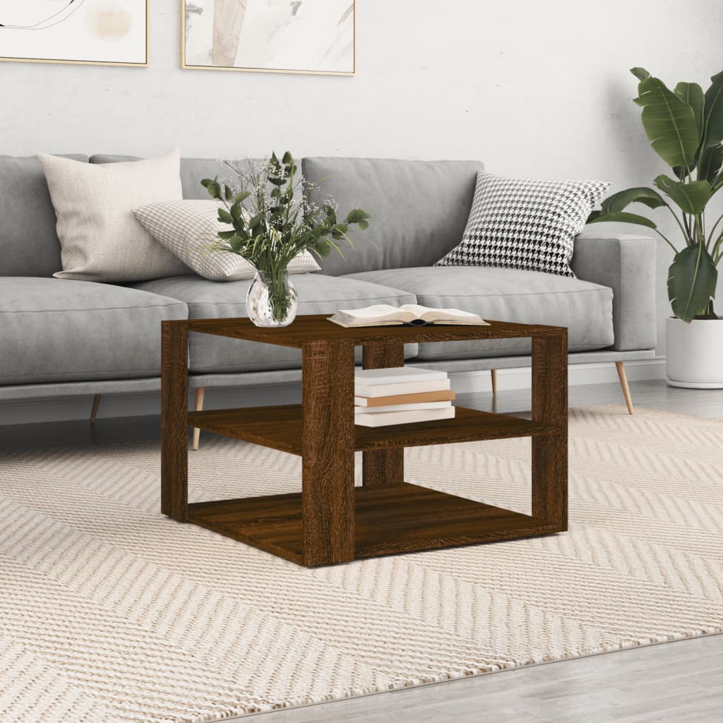 Table basse chêne marron 59,5x59,5x40 cm bois d'ingénierie - XIOS