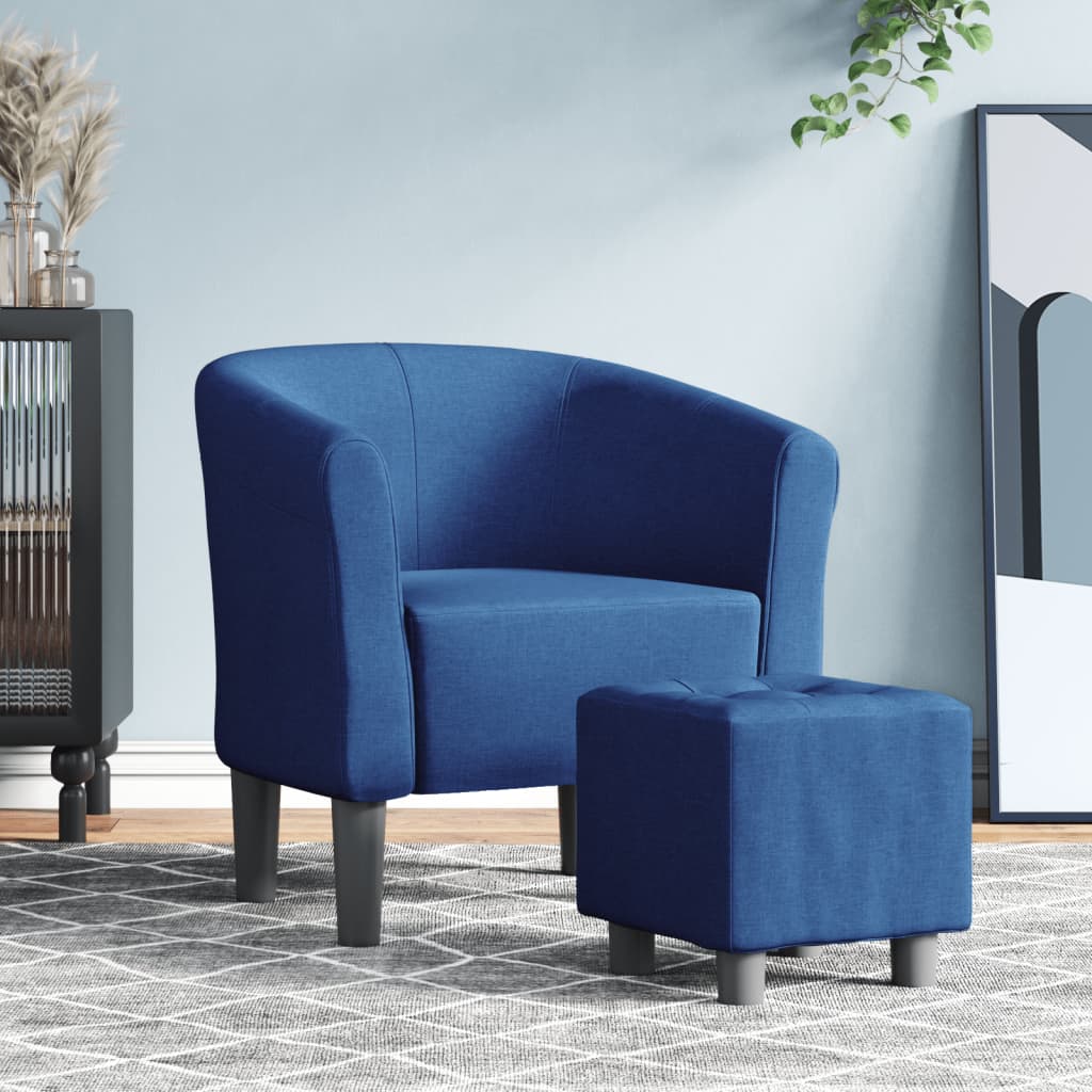 Chaise cabriolet avec repose-pied bleu tissu - XIOS