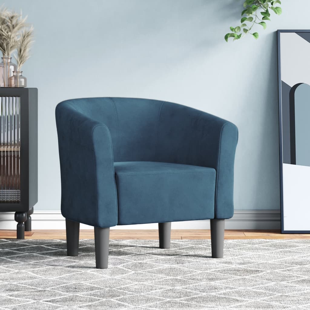 Chaise cabriolet bleu foncé velours - XIOS