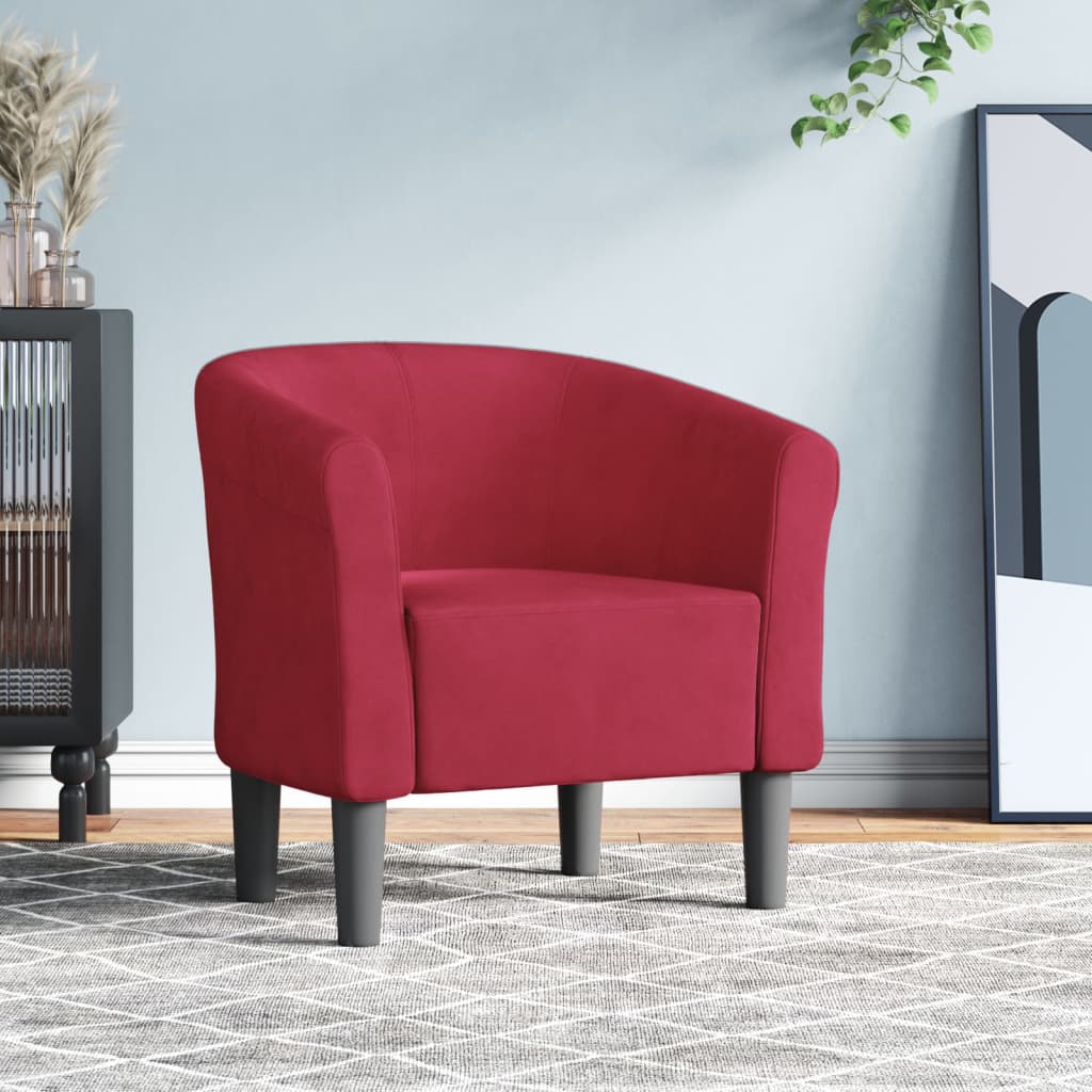 Chaise cabriolet rouge bordeaux velours - XIOS