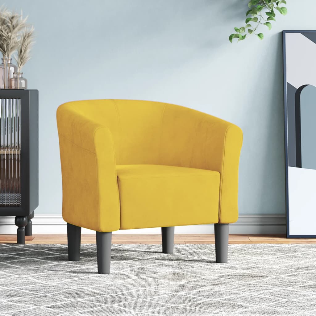 Chaise cabriolet jaune velours
