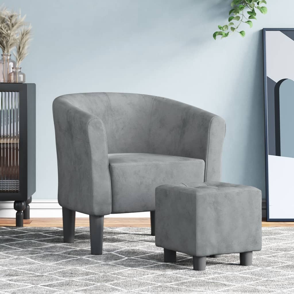 Chaise cabriolet avec repose-pied gris foncé velours - XIOS