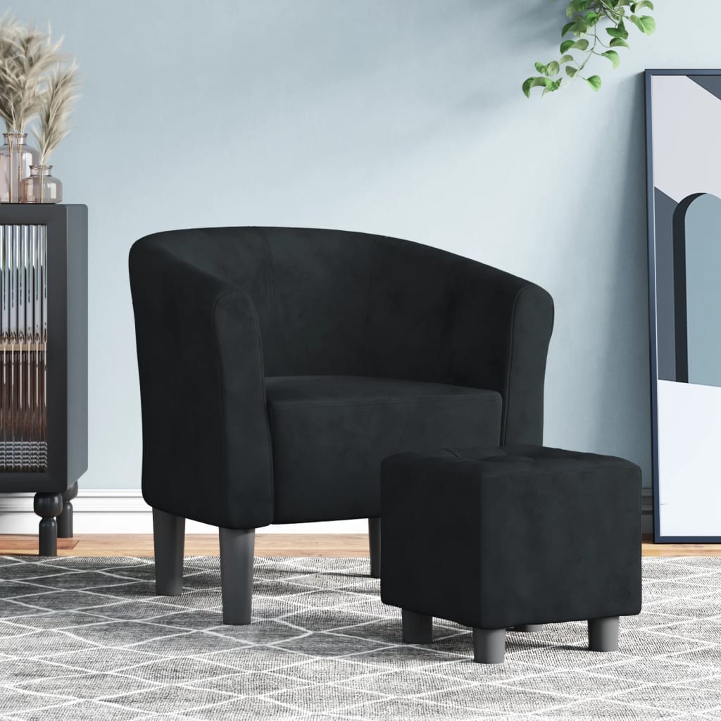 Chaise cabriolet avec repose-pied noir velours - XIOS