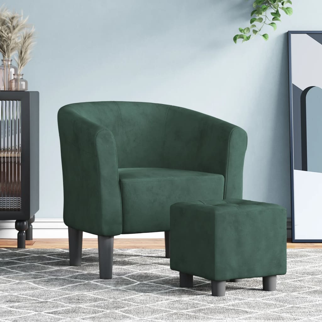 Chaise cabriolet avec repose-pied vert foncé velours - XIOS