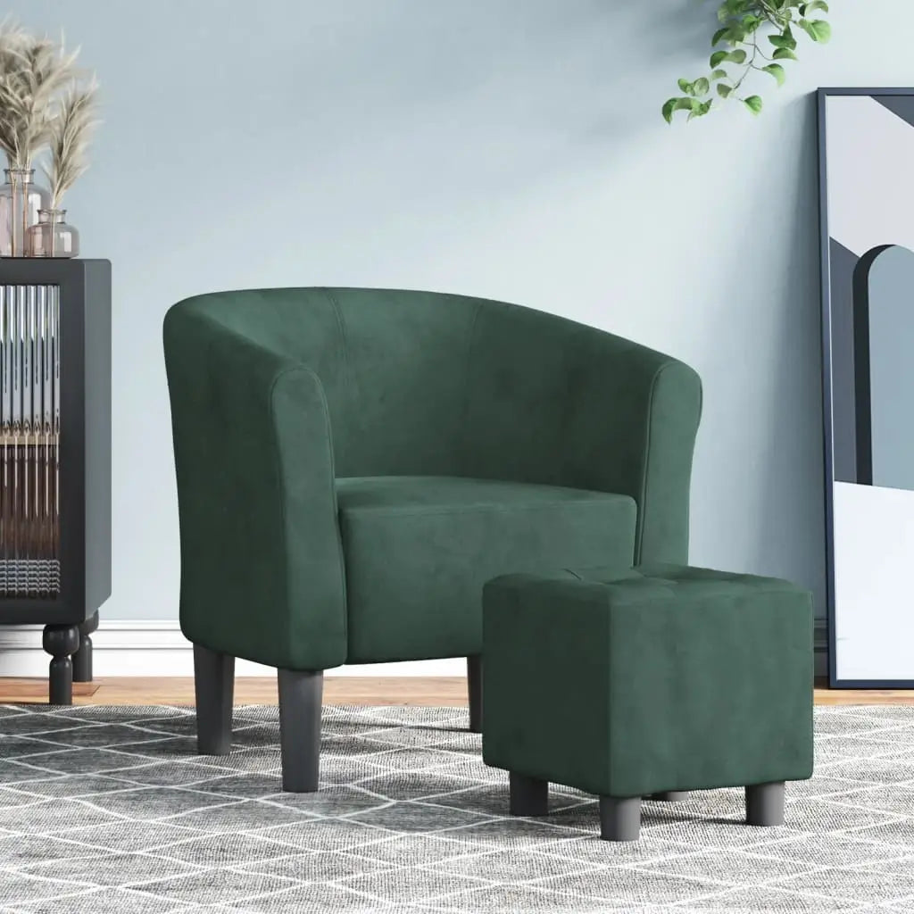 Chaise cabriolet avec repose-pied vert foncé velours - XIOS