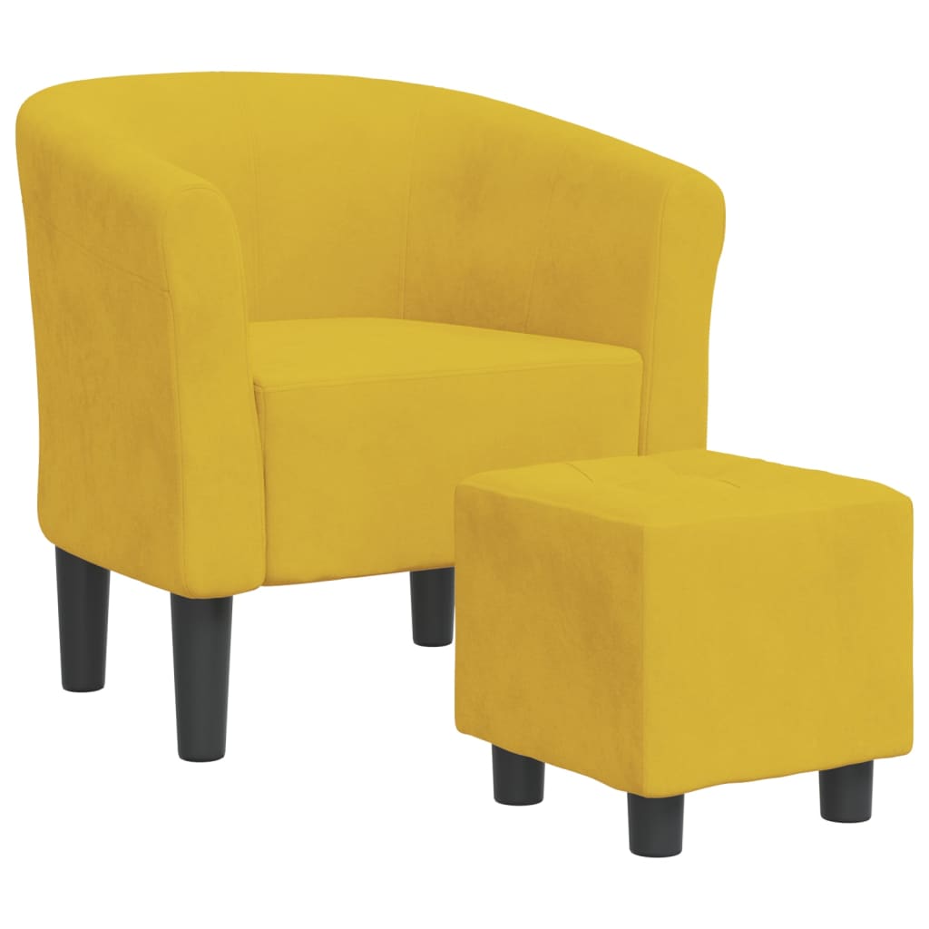 Fauteuil cabriolet avec repose-pied jaune velours - XIOS