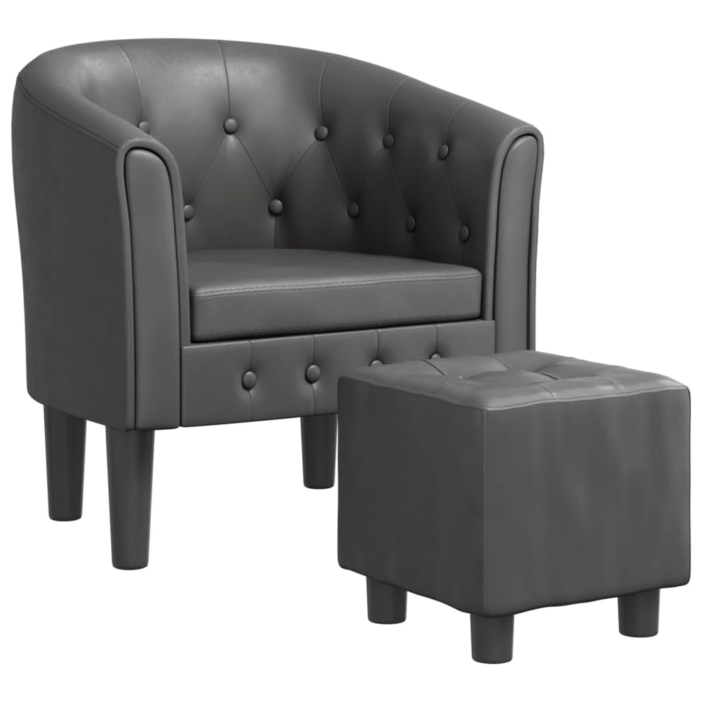 Chaise cabriolet avec repose-pied gris similicuir Fauteuils vidaXL