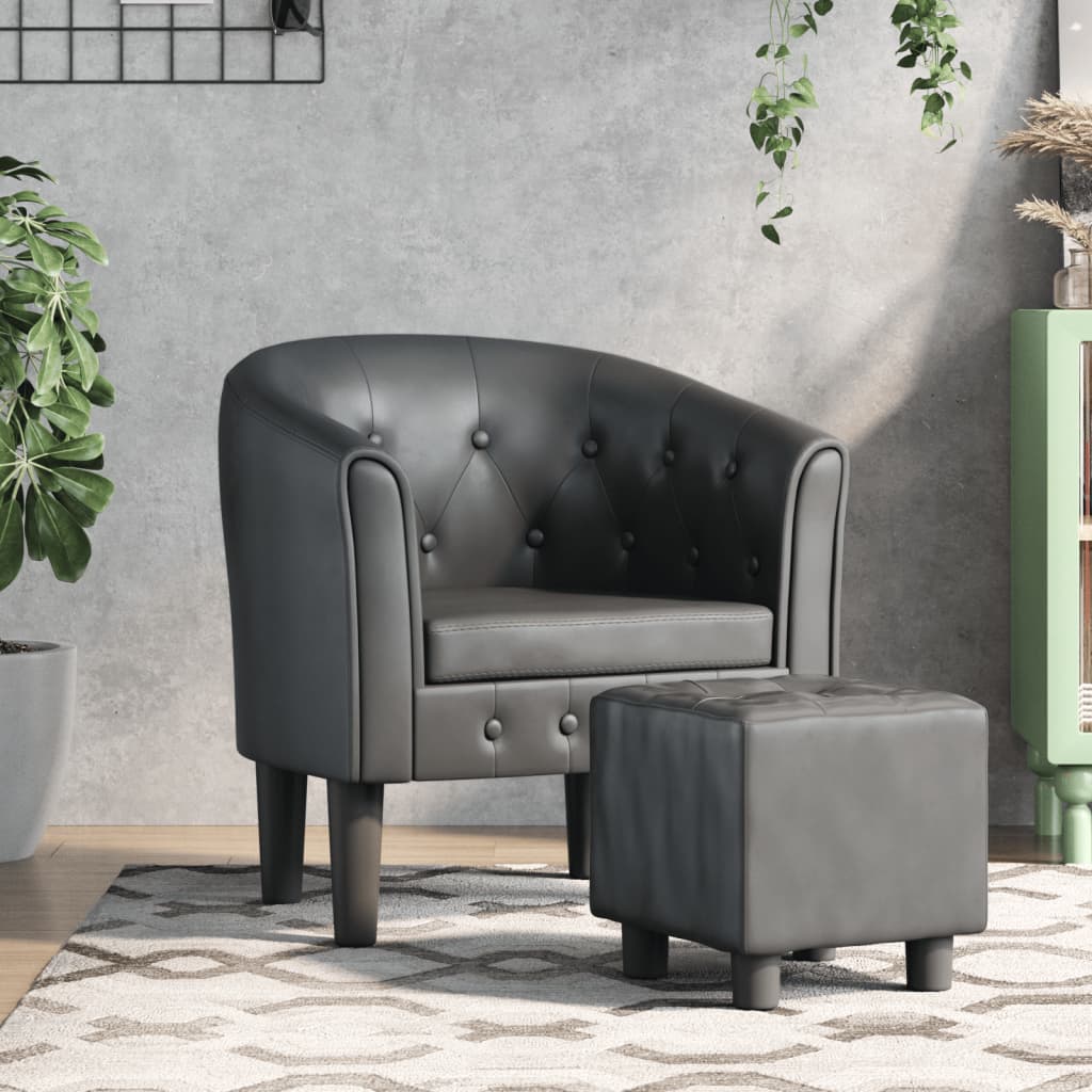 Chaise cabriolet avec repose-pied gris similicuir Fauteuils vidaXL