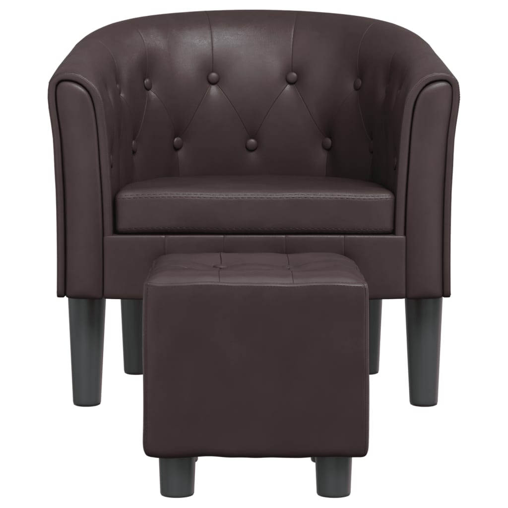 Chaise cabriolet avec repose-pied marron similicuir Fauteuils vidaXL