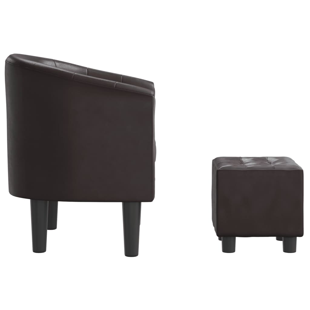 Chaise cabriolet avec repose-pied marron similicuir Fauteuils vidaXL