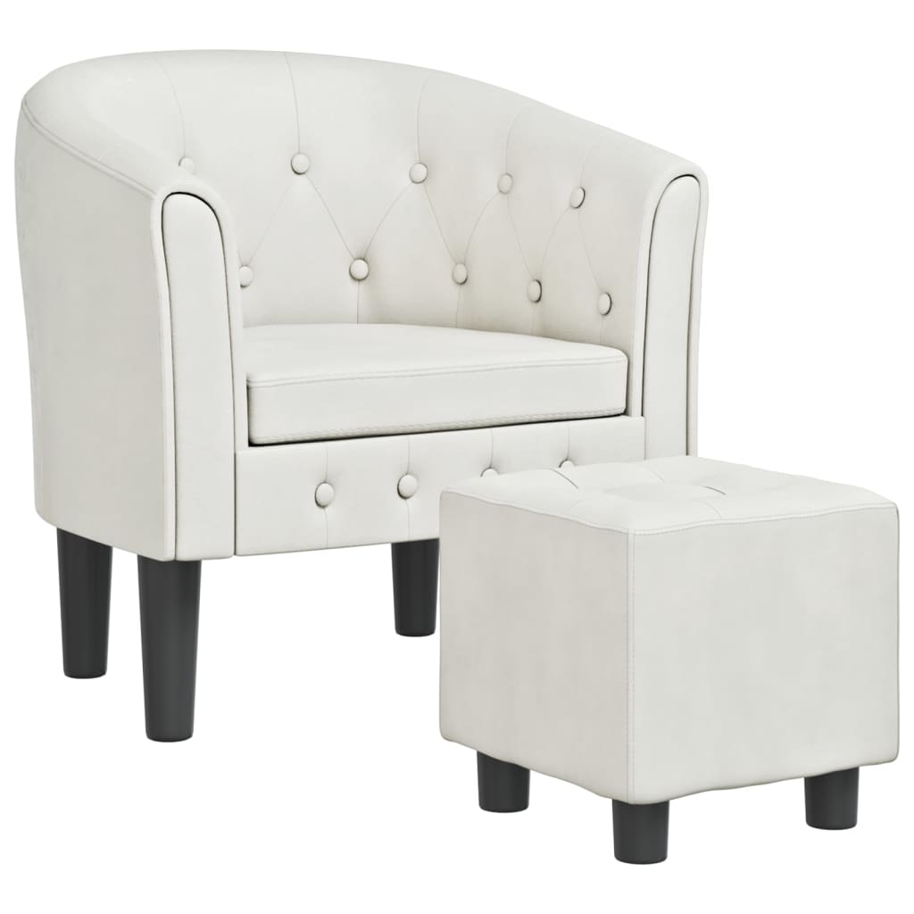 Chaise cabriolet avec repose-pied blanc similicuir Fauteuils vidaXL
