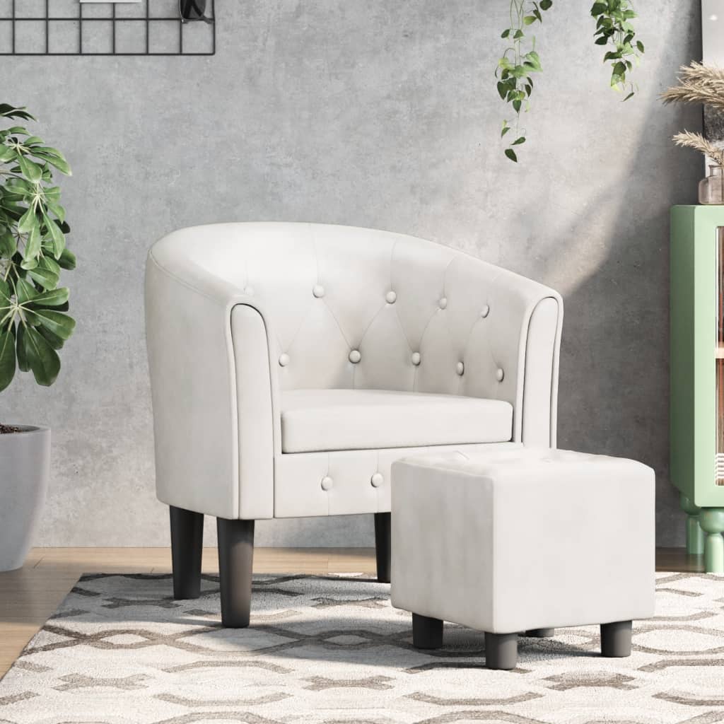 Chaise cabriolet avec repose-pied blanc similicuir Fauteuils vidaXL