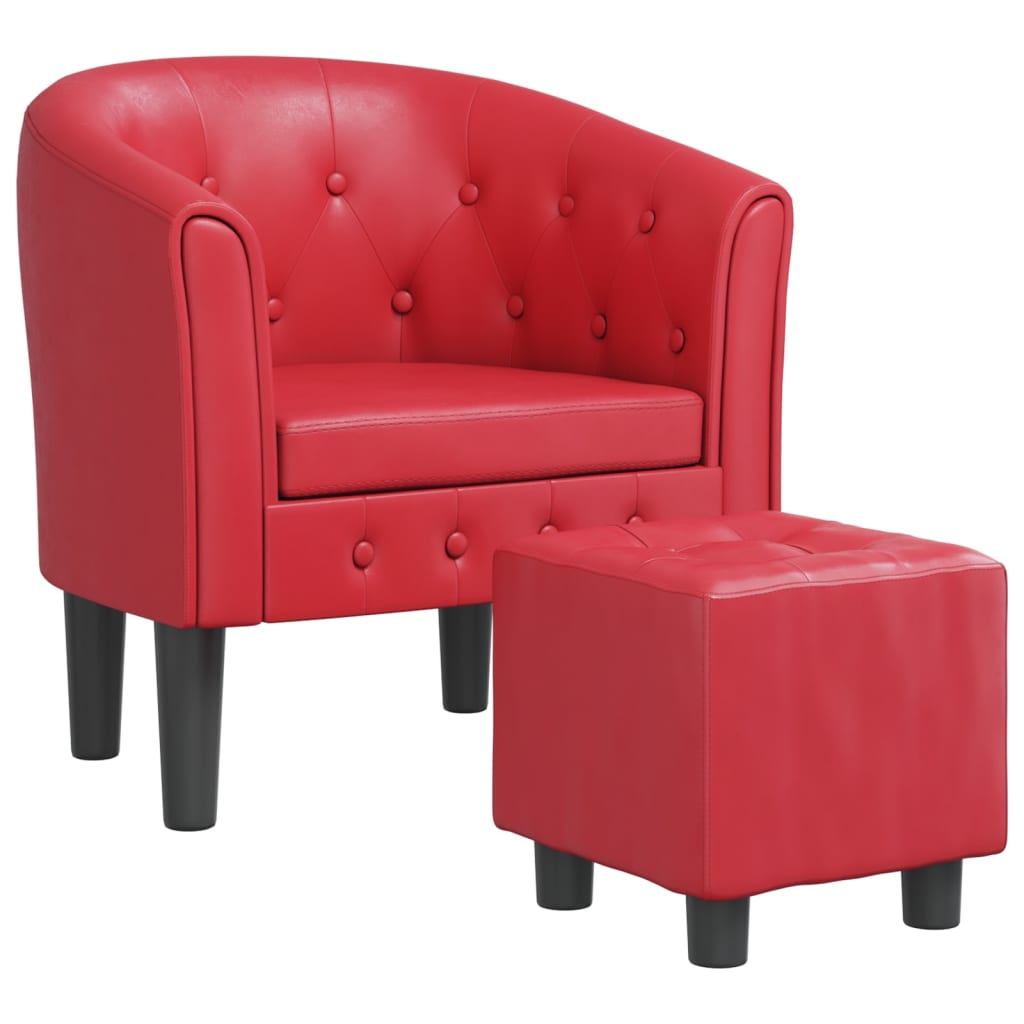 Chaise cabriolet avec repose-pied rouge similicuir Fauteuils vidaXL