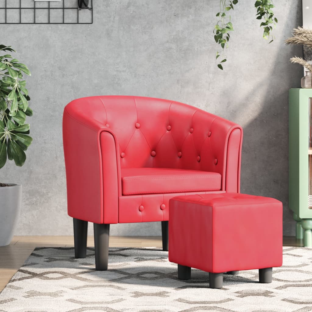 Chaise cabriolet avec repose-pied rouge similicuir Fauteuils vidaXL