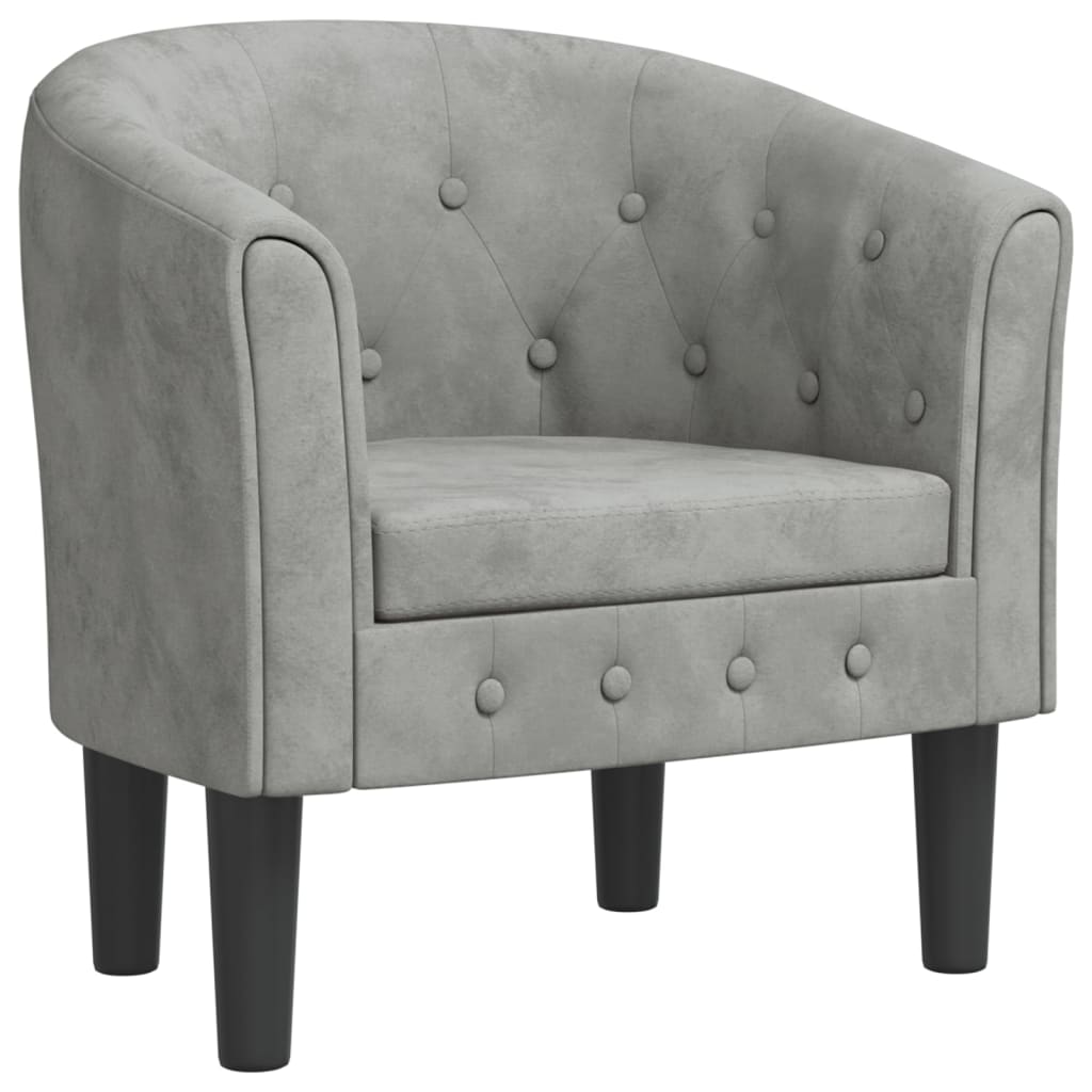 Chaise cabriolet gris clair velours - XIOS