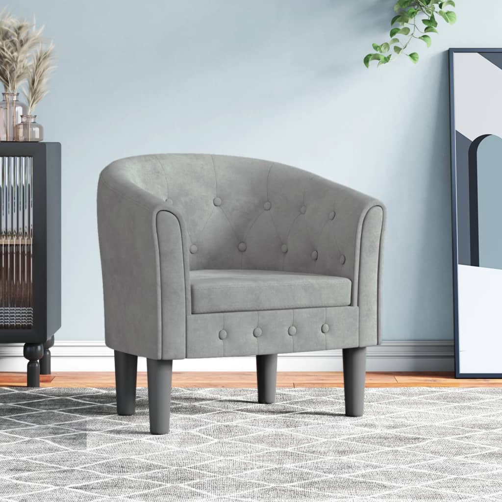 Chaise cabriolet gris clair velours - XIOS
