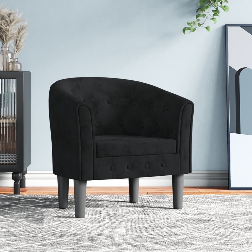 Chaise cabriolet noir velours - XIOS