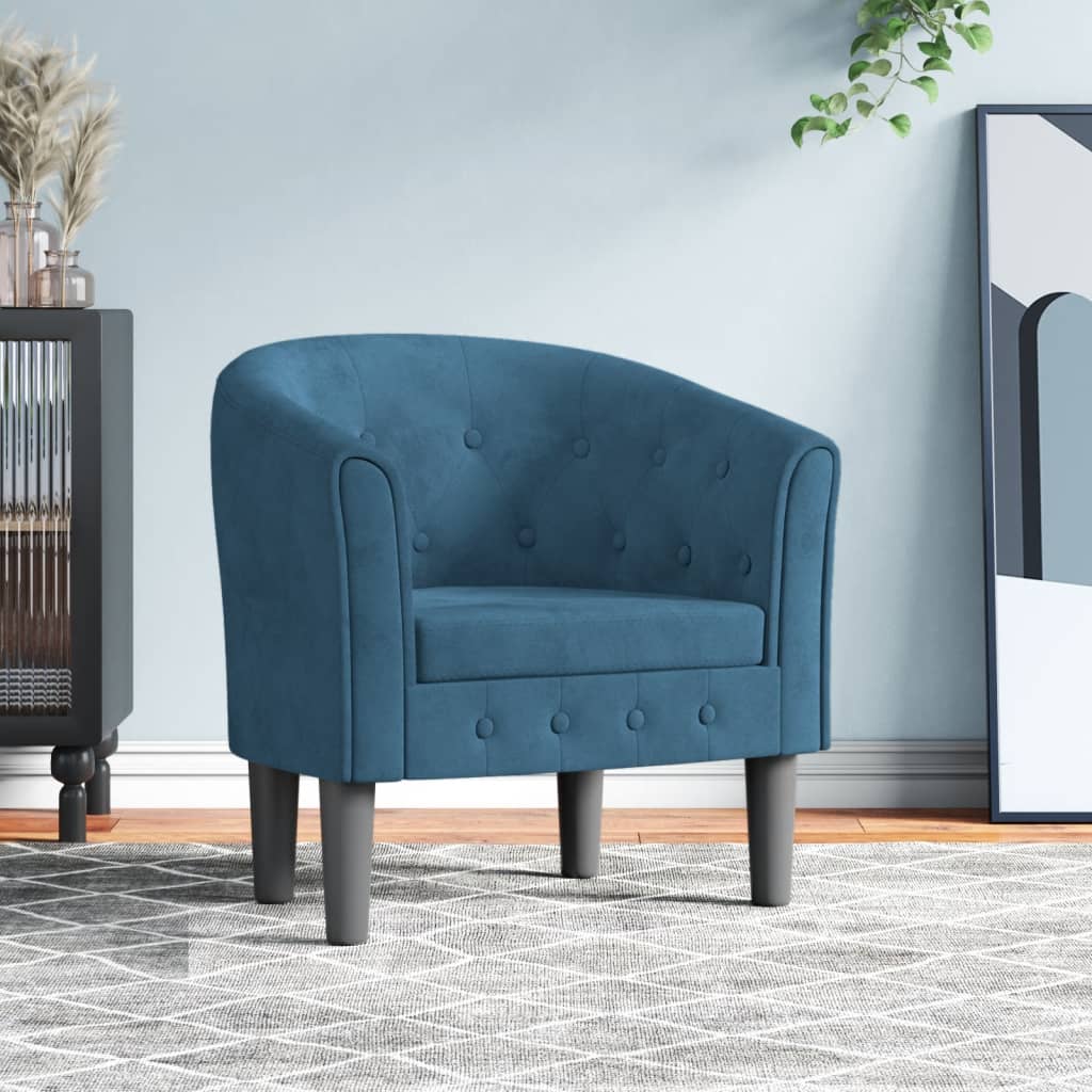 Chaise cabriolet bleu foncé velours