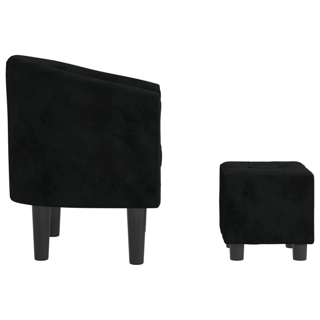 Fauteuil avec repose-pied noir velours - XIOS