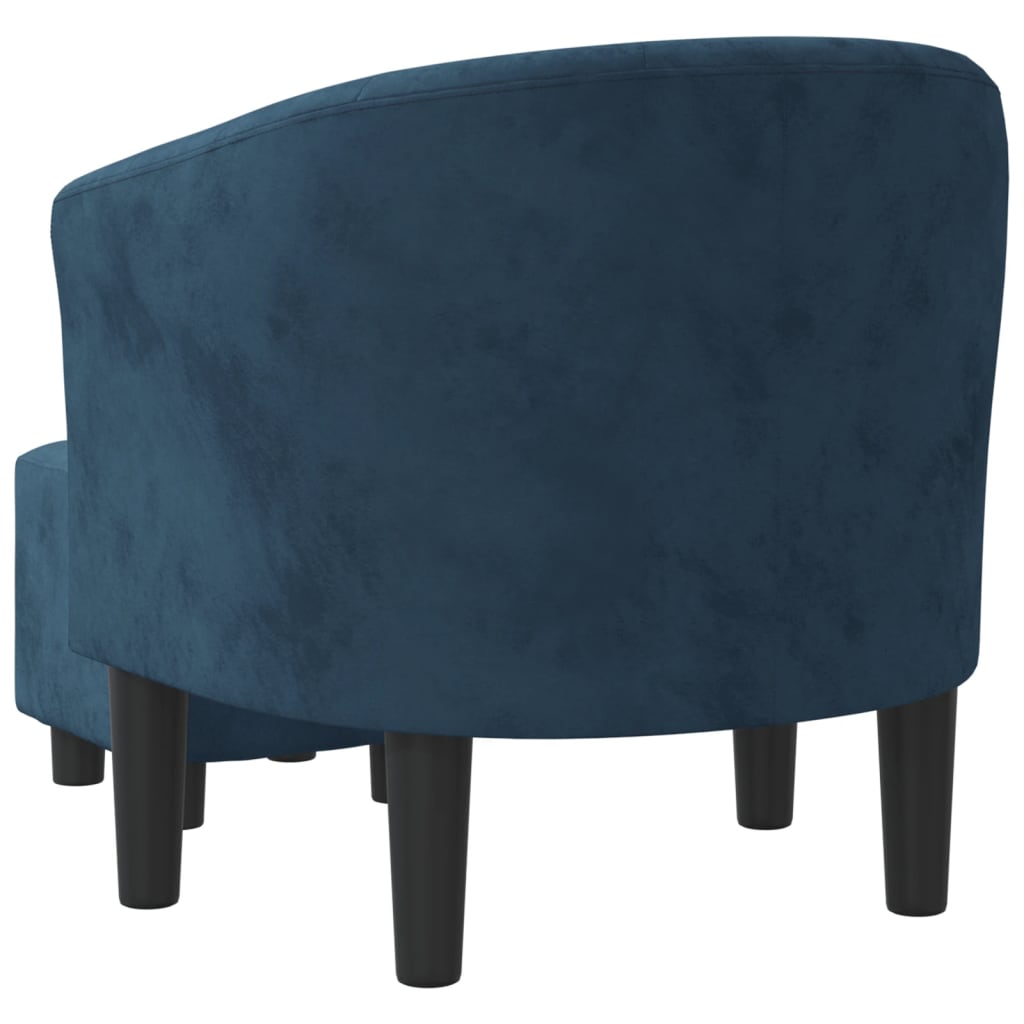 Fauteuil avec repose-pied bleu foncé velours - XIOS