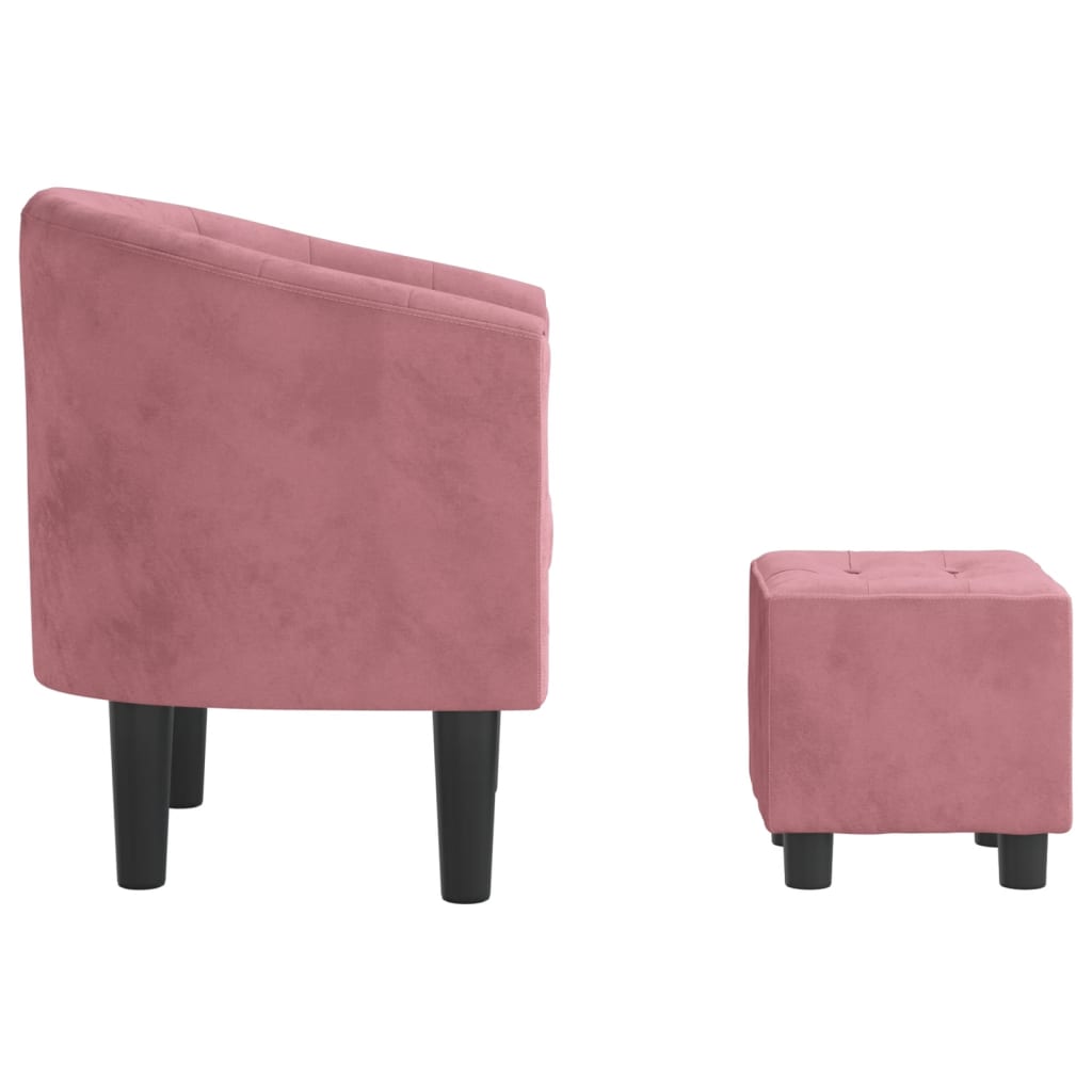 Fauteuil avec repose-pied rose velours - XIOS