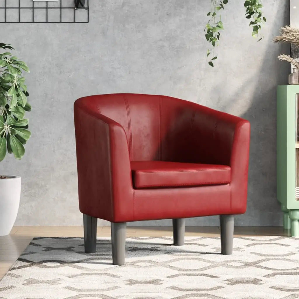 Fauteuil rouge bordeaux similicuir - XIOS