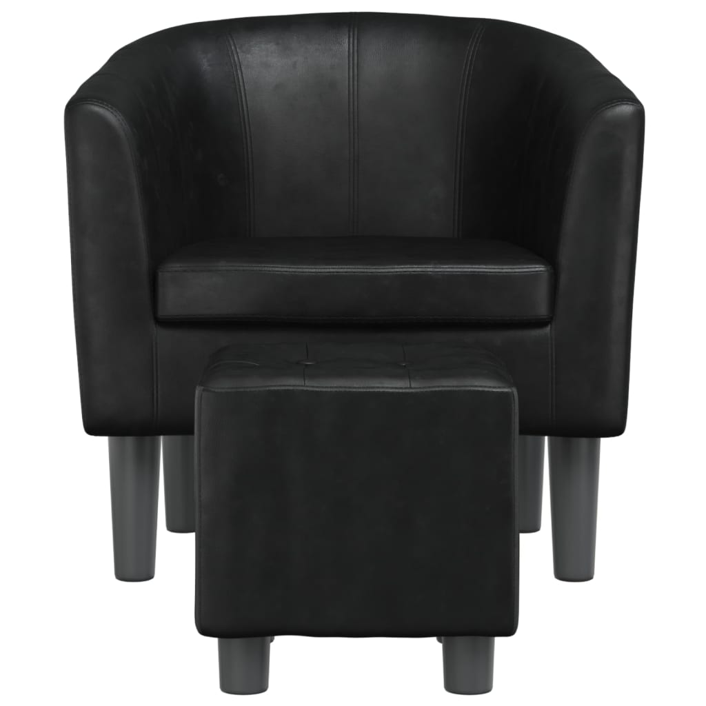 Fauteuil avec repose-pied noir similicuir - XIOS