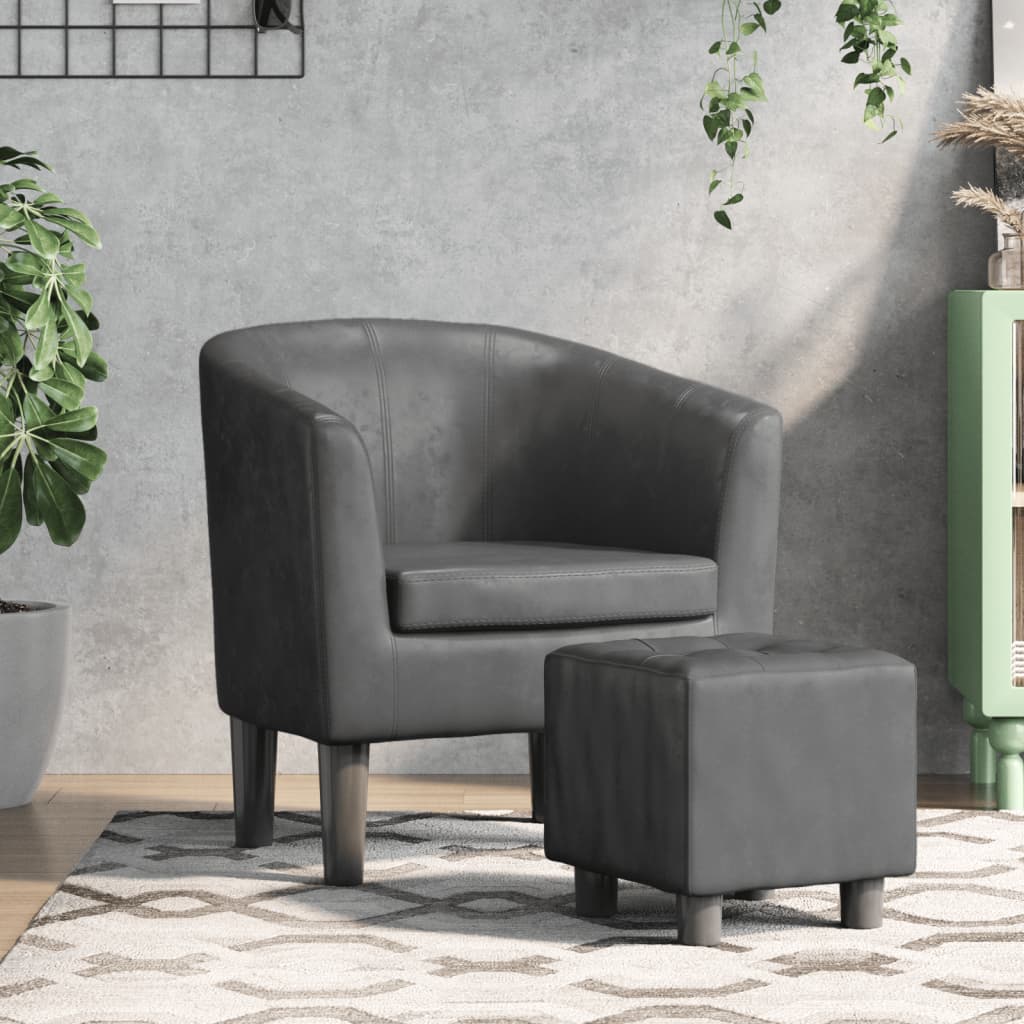 Fauteuil cabriolet avec repose-pied gris similicuir - XIOS