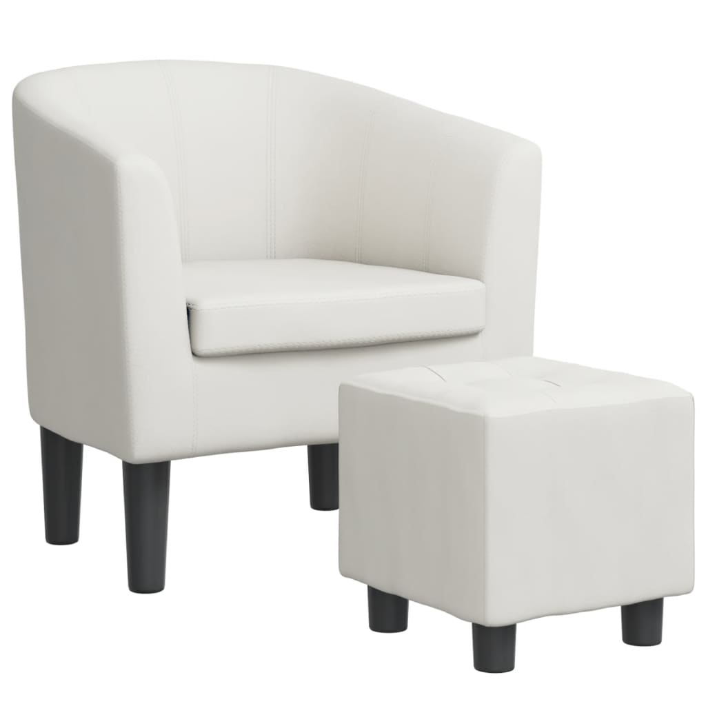 Fauteuil avec repose-pied blanc similicuir - XIOS