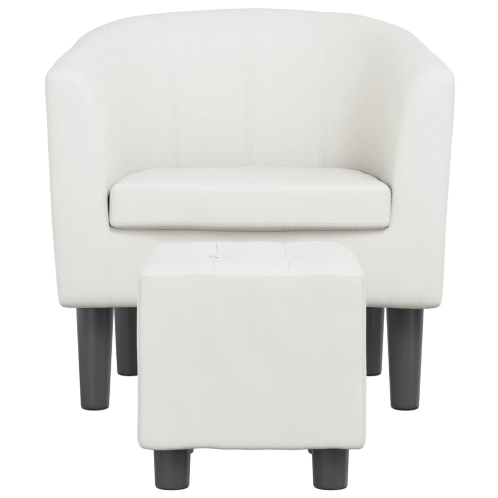 Fauteuil avec repose-pied blanc similicuir - XIOS