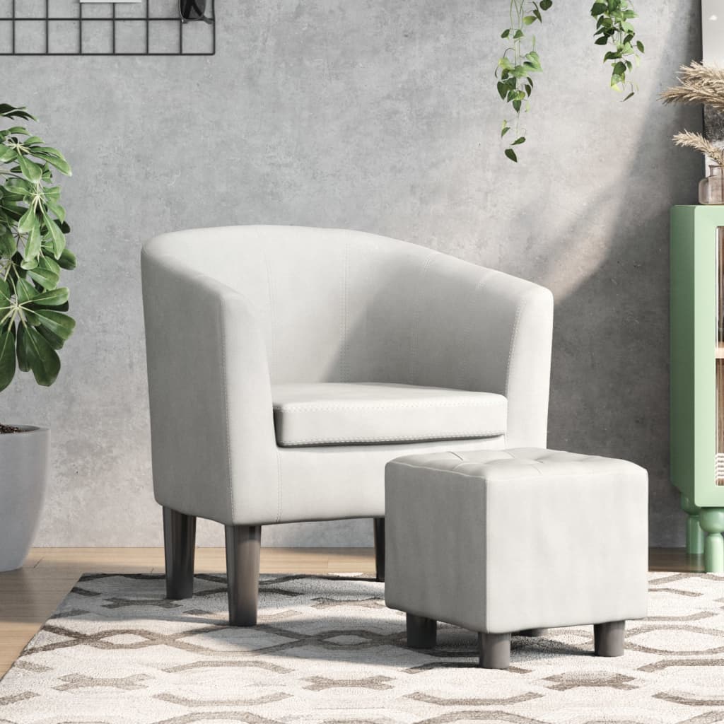 Fauteuil avec repose-pied blanc similicuir - XIOS
