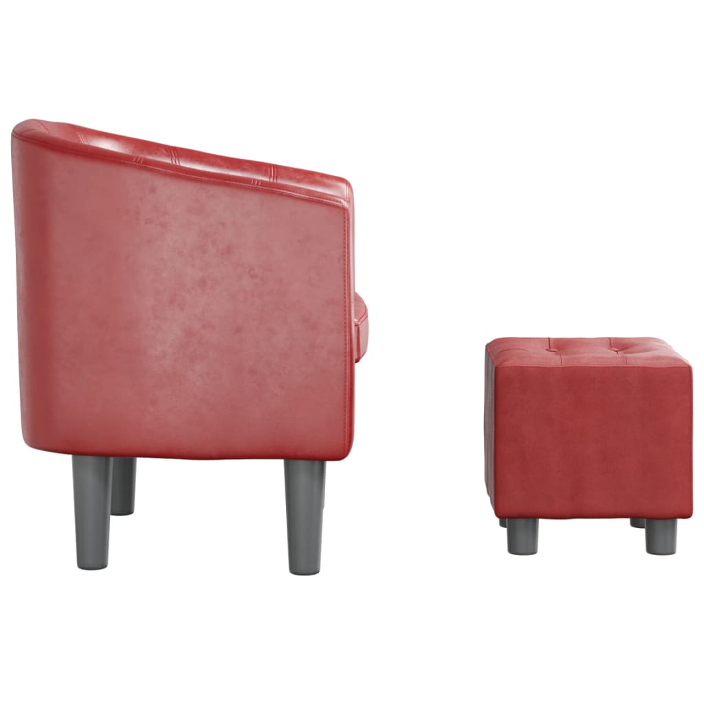 Fauteuil cabriolet avec repose-pied rouge bordeaux similicuir - XIOS