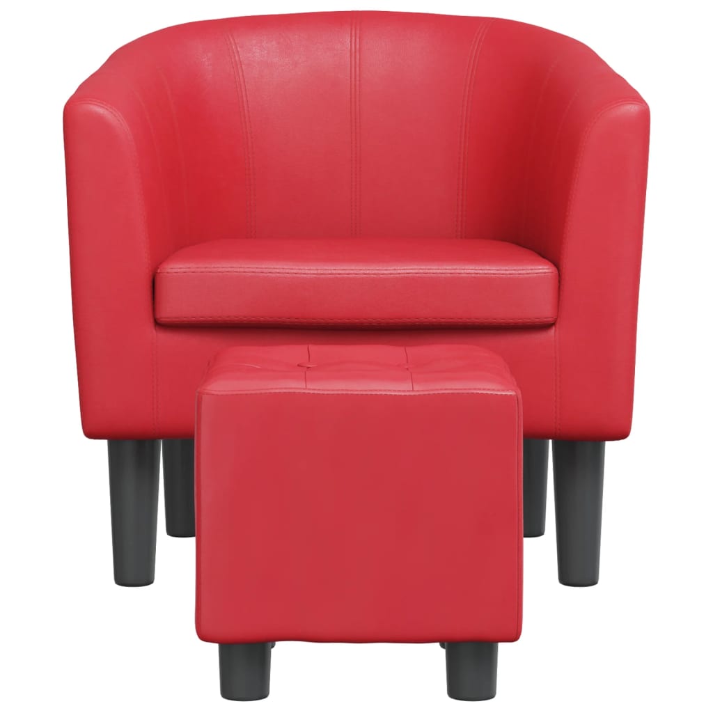 Fauteuil avec repose-pied rouge similicuir - XIOS