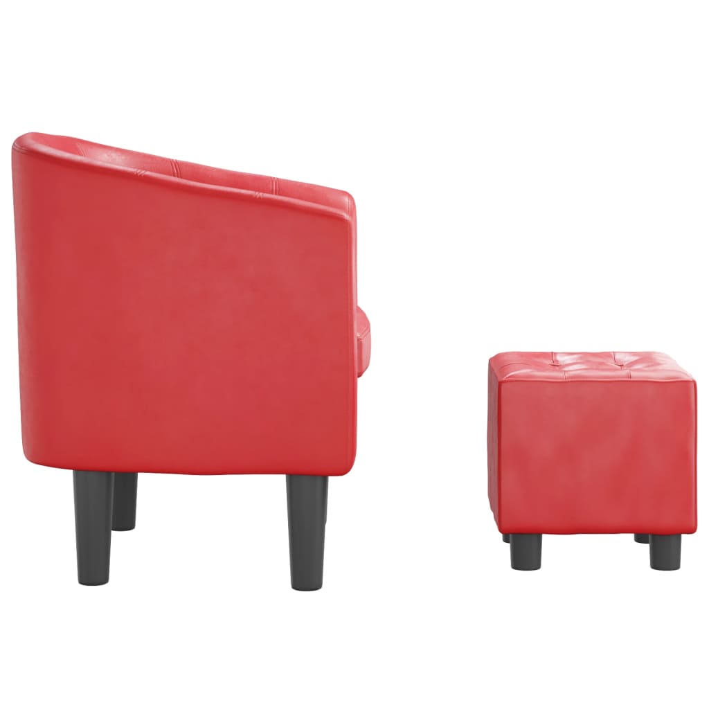 Fauteuil avec repose-pied rouge similicuir - XIOS