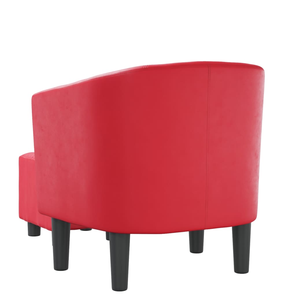 Fauteuil avec repose-pied rouge similicuir - XIOS