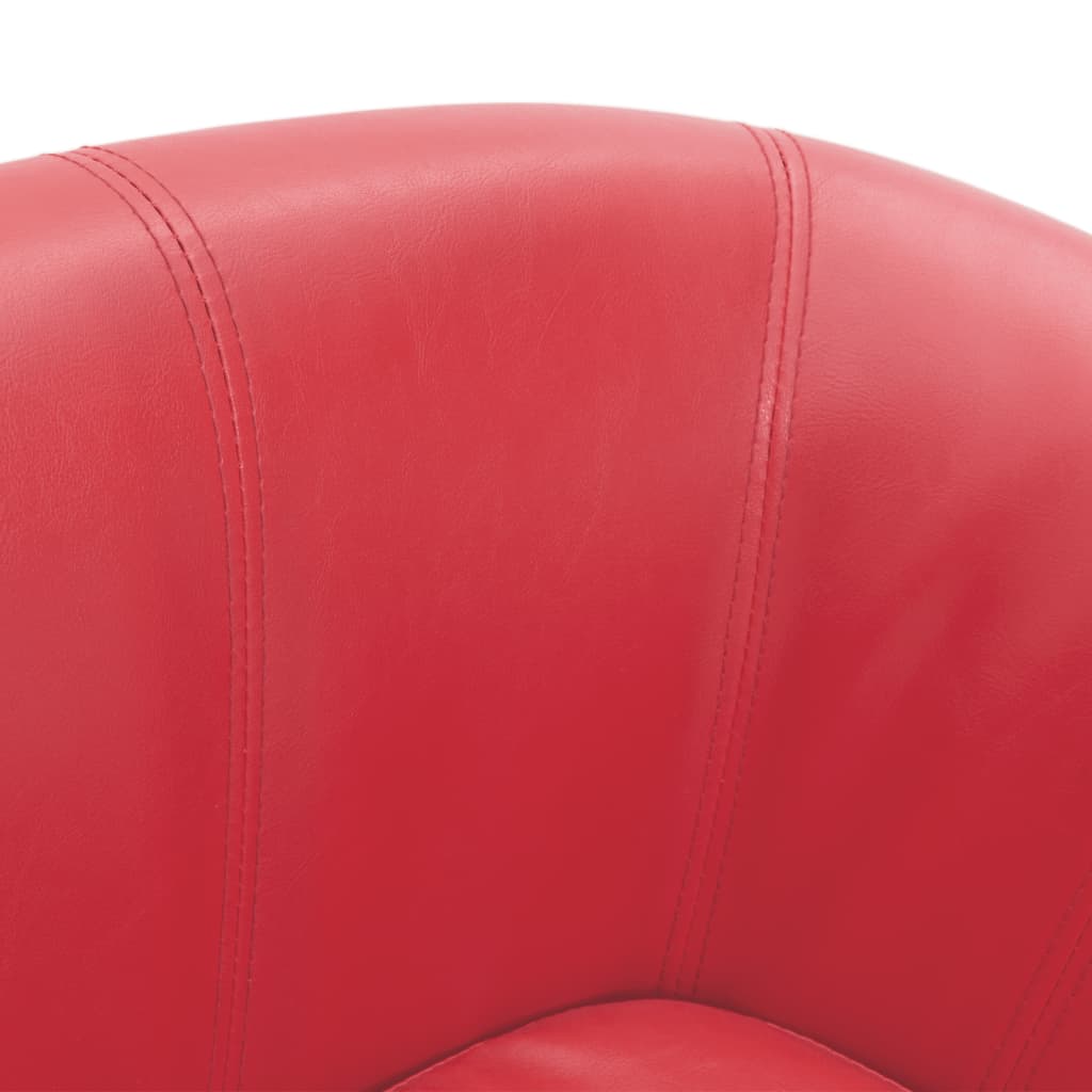 Fauteuil avec repose-pied rouge similicuir - XIOS