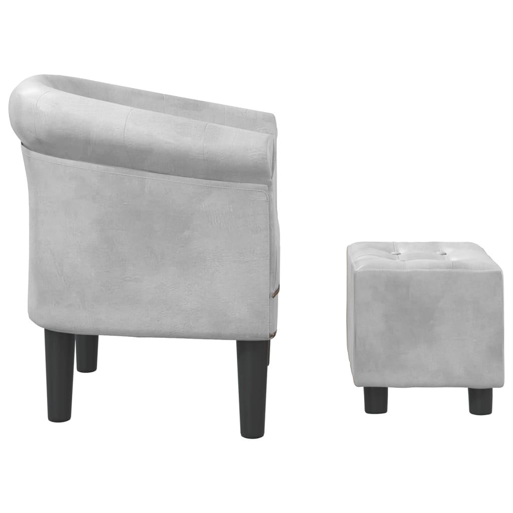 Fauteuil avec repose-pied argenté similicuir - XIOS