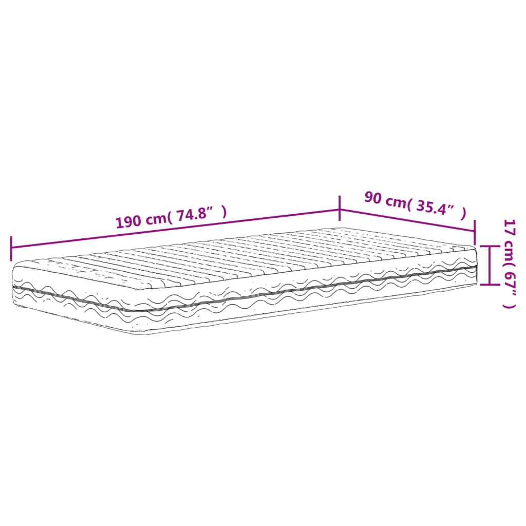 Matelas en mousse blanc 90x190 cm dureté H2 H3 - XIOS