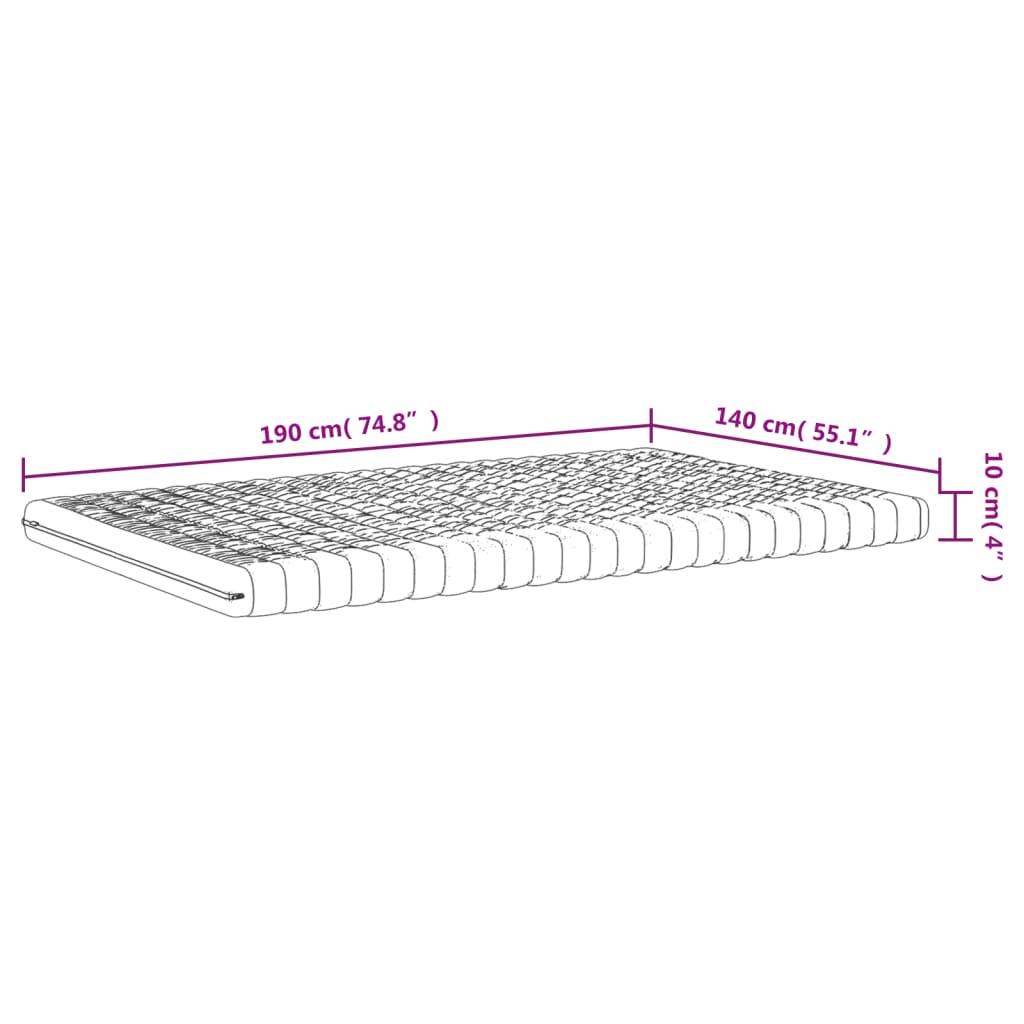 Matelas en mousse blanc 140x190 cm 7 zones dureté 20 ILD - XIOS