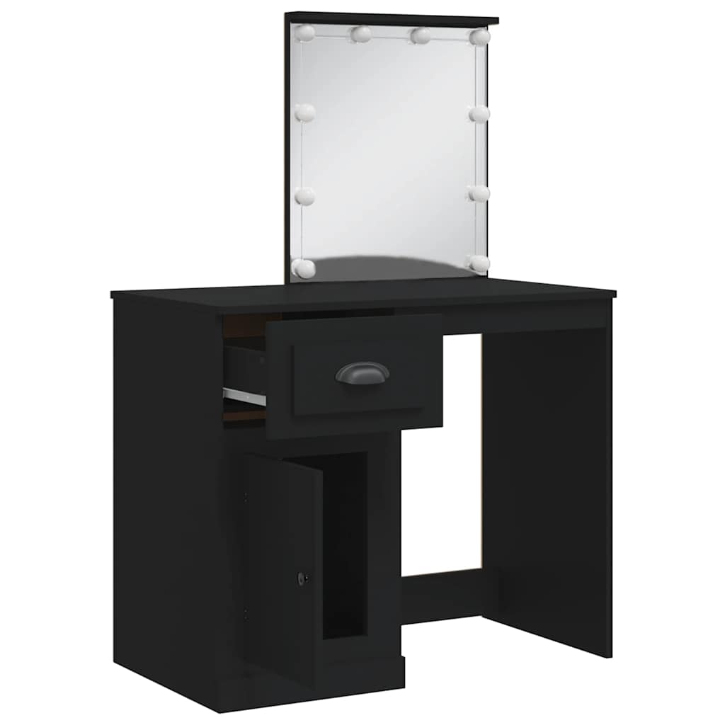 Coiffeuse avec lumières LED noir 90x42x132,5cm - XIOS