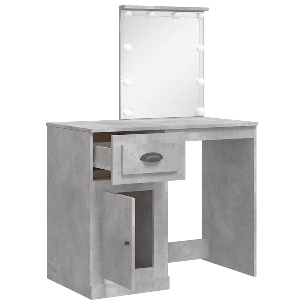 Coiffeuse avec lumières LED gris béton 90x42x132,5 cm - XIOS