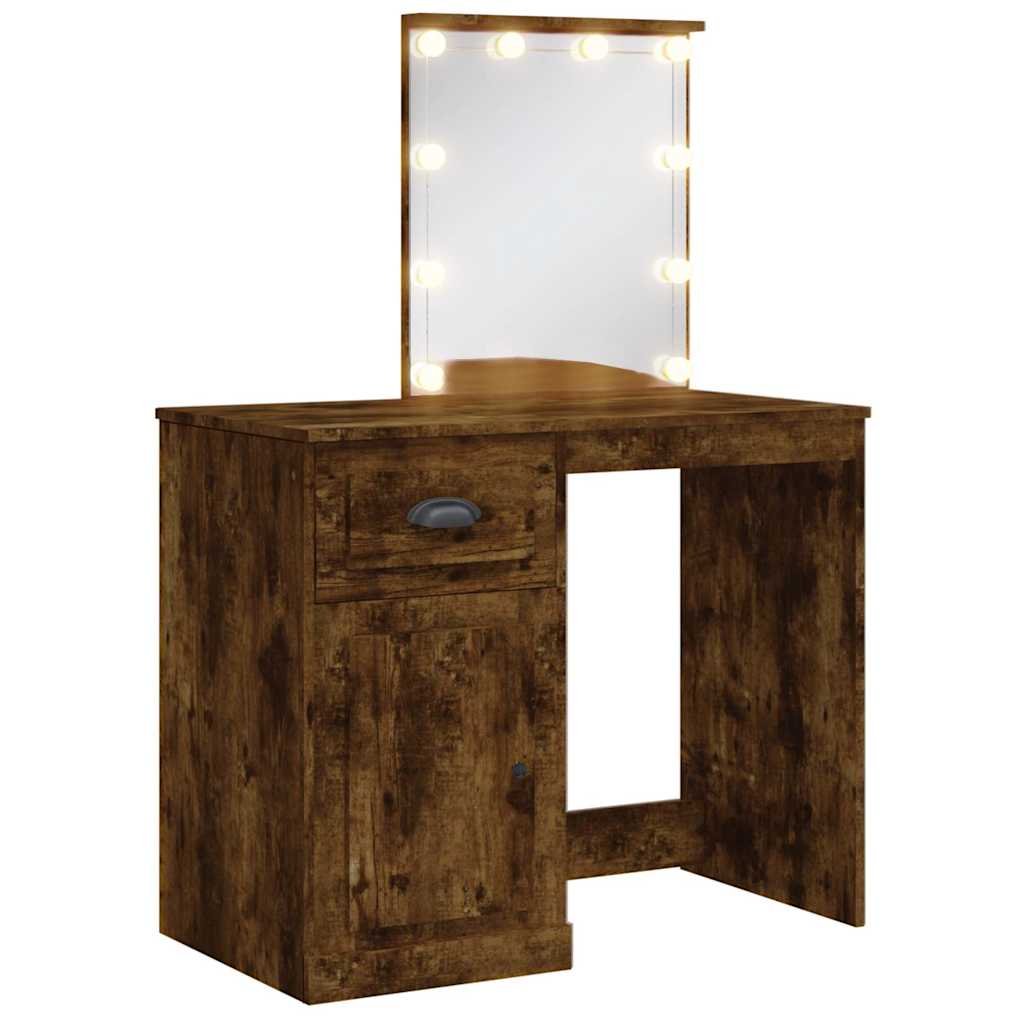Coiffeuse avec lumières LED chêne fumé 90x42x132,5 cm - XIOS