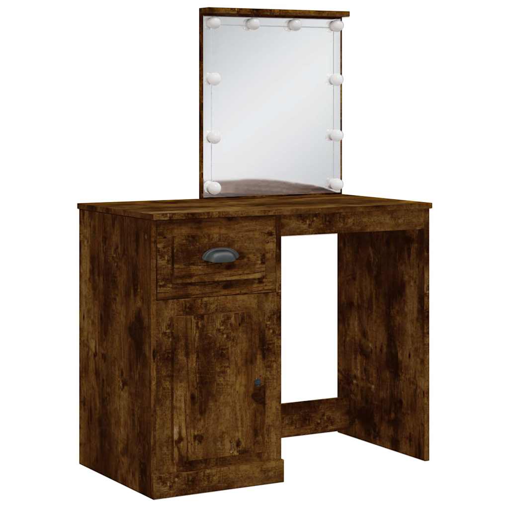 Coiffeuse avec lumières LED chêne fumé 90x42x132,5 cm - XIOS